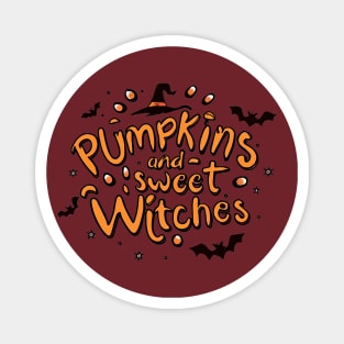 Magical Halloween Mood: Pumpkins and Sweet Witches Magnet
